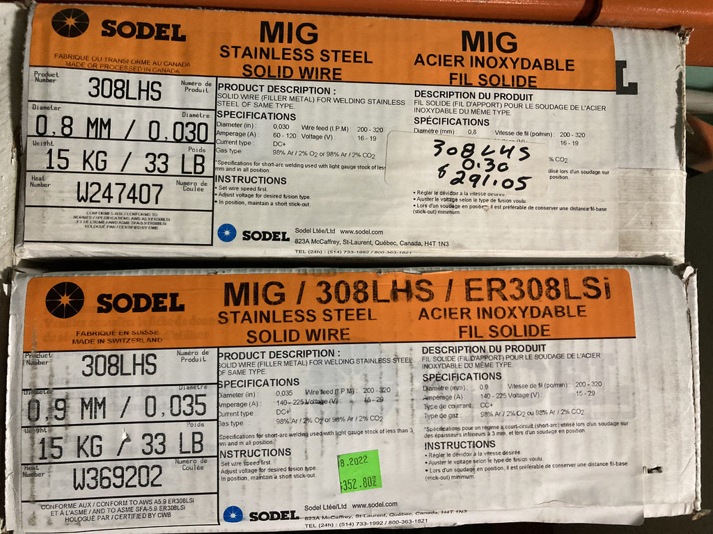 33lb Sodel Stainless Steel 308LHS MIG Wire – Precision & Strength for Superior Welding