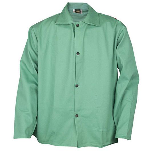 Powerweld Green 8oz Flame-Resistant Cotton Welding Jacket – Lightweight FR Protection