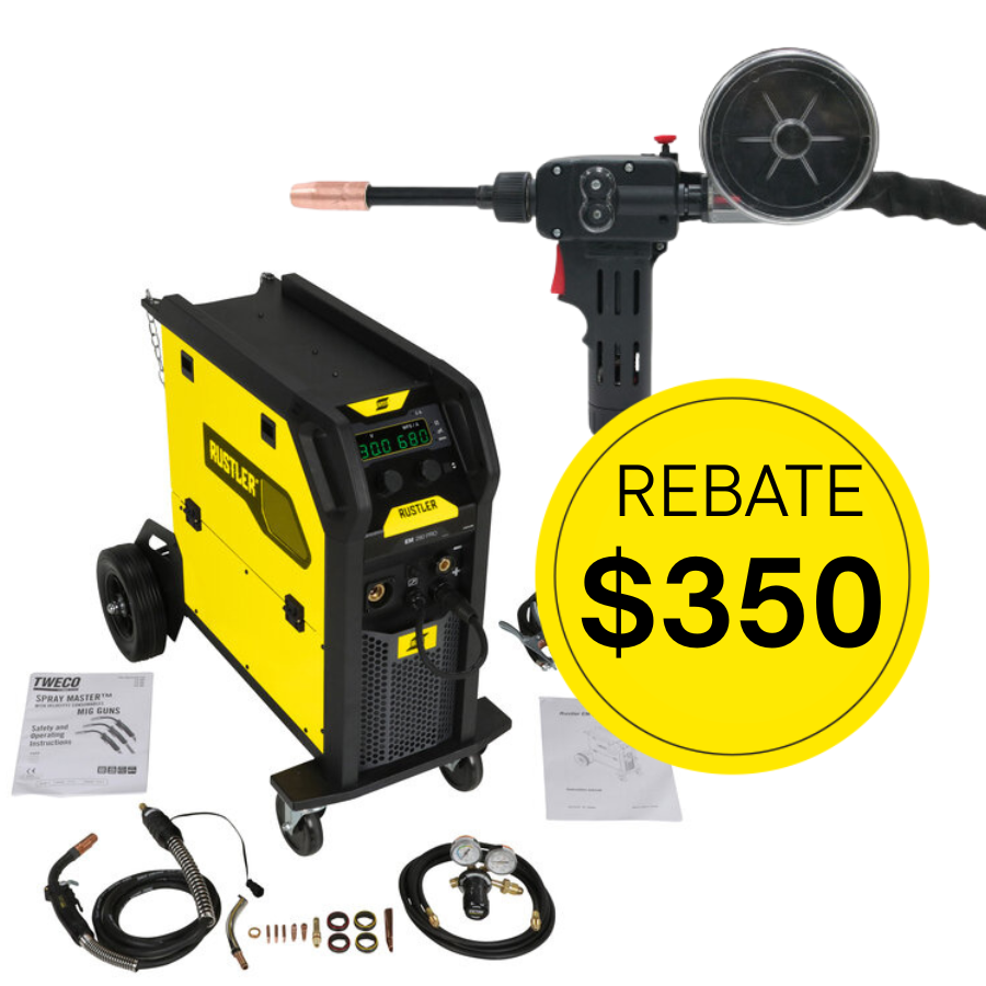 Rustler EM 280 PRO MIG/MAG Inverter + 200 Amp Tweco Spool Gun Combo