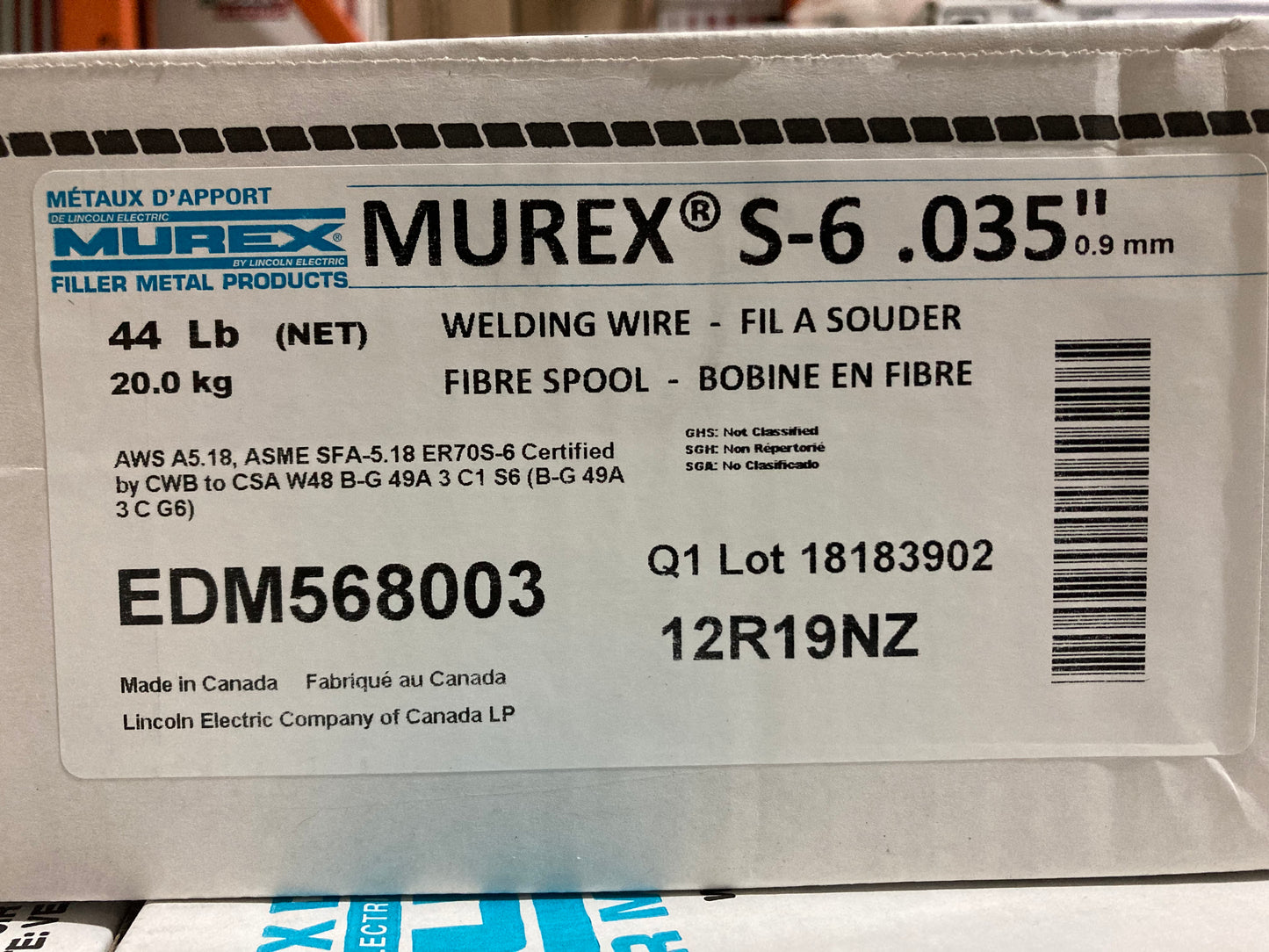 Lincoln Murex ER70S-6 MIG Wire 44lb Spool